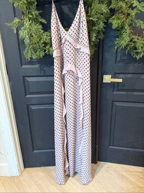 Light Pink Ruffle Detail Maxi Slip Dress
